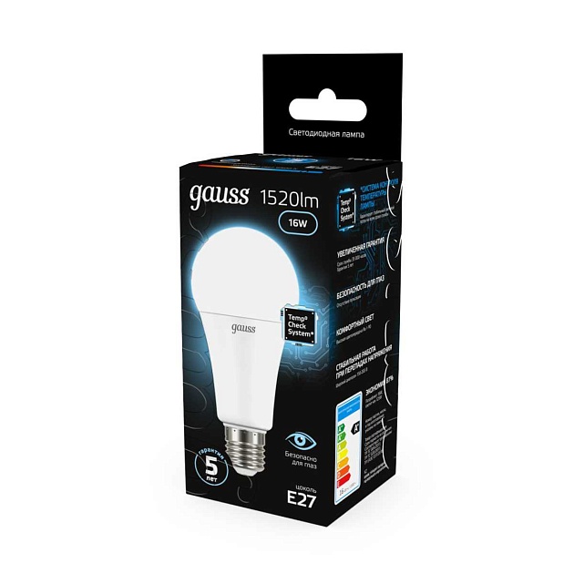 Лампа светодиодная Gauss E27 16W 6500K матовая 102502316 Фото № 3