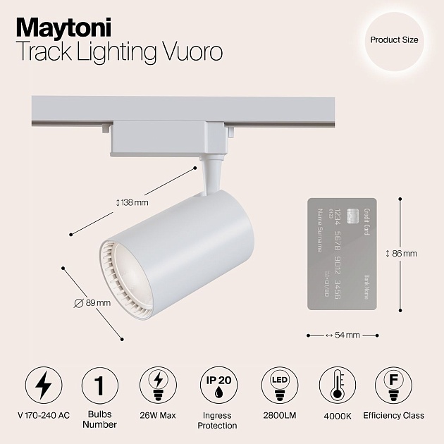Трековый светильник Maytoni Technical TR003-1-30W4K-W изображение 2 Трековый светильник Maytoni Technical TR003-1-30W4K-W Фото № 2