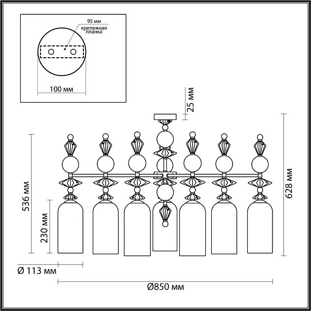 Подвесная люстра Odeon Light Classic Bizet 4855/7C Фото № 6