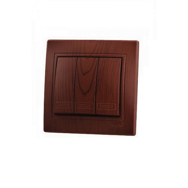 Выключатель тройной Lezard Mira вишня 701-0601-109 Фото № 1