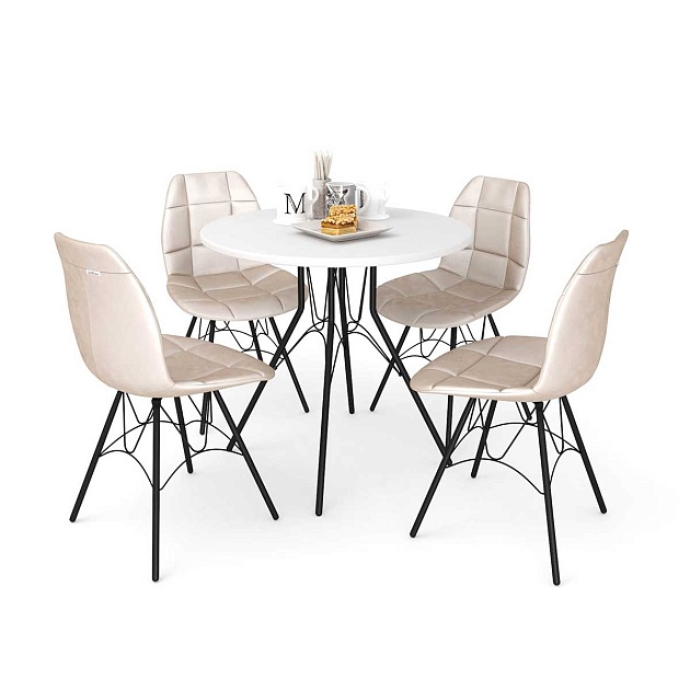 Обеденная группа Sheffilton SHT-DS145 жемчужный/белый/черный 6875345401 изображение 1 Обеденная группа Sheffilton SHT-DS145 жемчужный/белый/черный 6875345401 Фото № 1