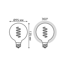 Лампа светодиодная филаментная Gauss E27 6W 2400K золотая 105802007 1