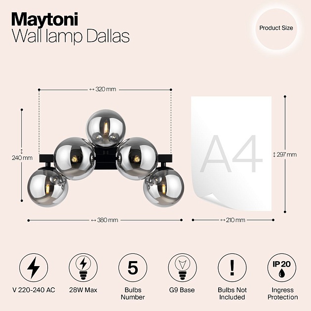Бра Maytoni Dallas MOD547WL-05B изображение 2 Бра Maytoni Dallas MOD547WL-05B Фото № 2