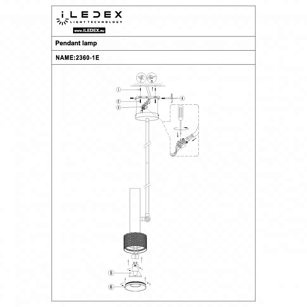 Подвесной светильник iLedex Delta 2361-1 BK+SL Фото № 2