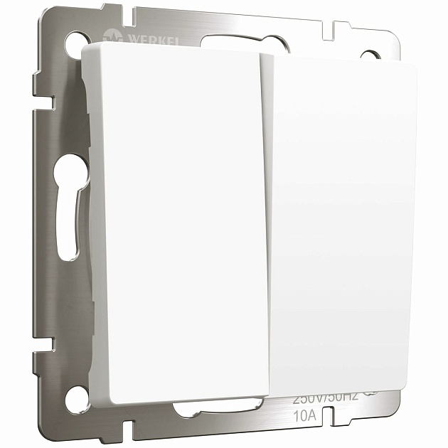 Выключатель двухклавишный Werkel белый матовый W1120061 4690389184611 изображение 1 Выключатель двухклавишный Werkel белый матовый W1120061 4690389184611 Фото № 1