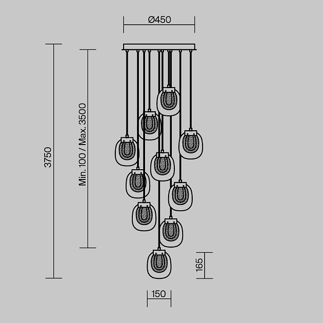 Подвесной светодиодный светильник Maytoni Modern Biology MOD367PL-L30BBSK Фото № 7