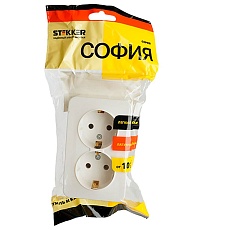 Розетка двойная 2P+PE Stekker София белый MST16-12-01 49304 1