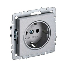 Розетка 2P+PE IEK Brite алюминий BR-R11-16-K47