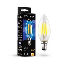 Лампа светодиодная диммируемая Voltega E14 5W 2700K прозрачная 7199 1