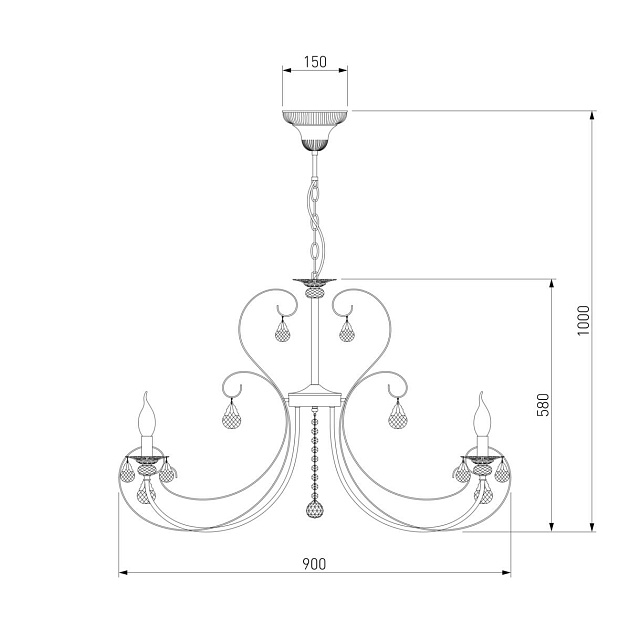 Подвесная люстра Eurosvet 3305/12 белый с золотом/прозрачный хрусталь Strotskis Фото № 2