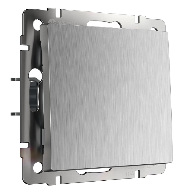 Выключатель одноклавишный проходной Werkel cеребряный рифленый W1112009 4690389158902 Фото № 1