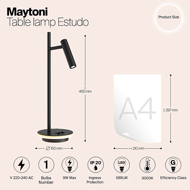 Настольная лампа Maytoni Estudo Z010TL-L8B3K Фото № 2