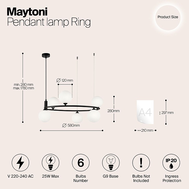 Подвесная люстра Maytoni Ring MOD013PL-06B Фото № 2