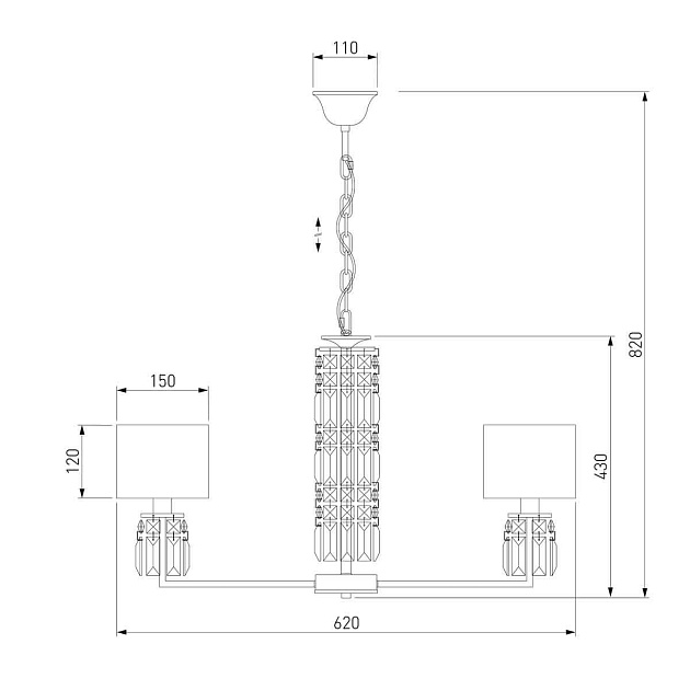 Подвесная люстра Eurosvet Zaffiro 10099/5 хром изображение 3 Подвесная люстра Eurosvet Zaffiro 10099/5 хром Фото № 3