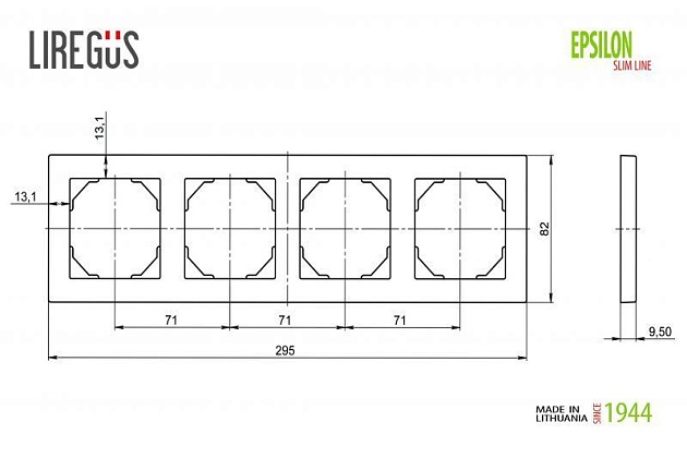 Рамка 4-постовая Liregus Epsilon серебро 28-1904 Фото № 2