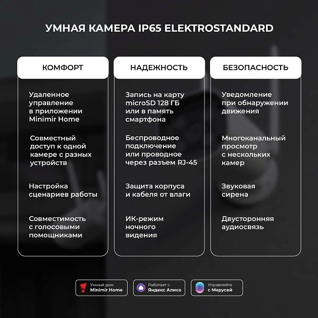 Умная видеокамера белая IP65 Elektrostandard 76500/01 a069150 Фото № 8