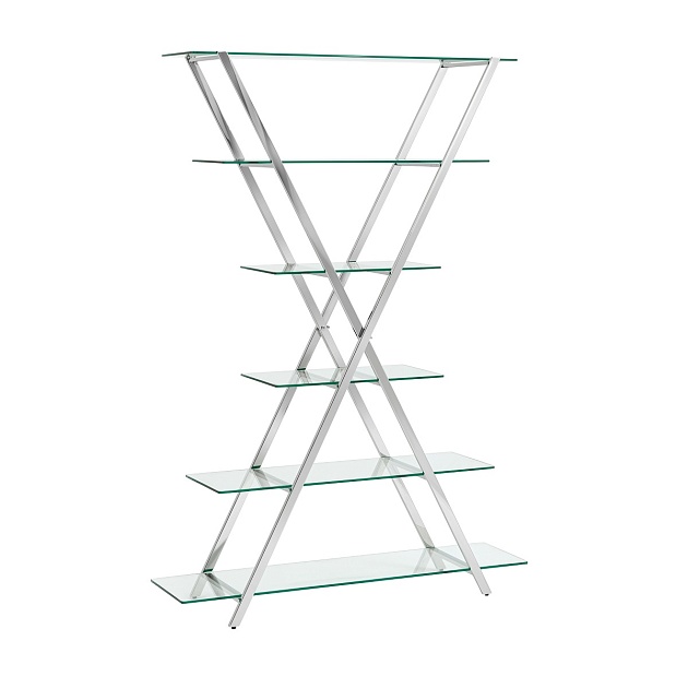 Стеллаж Stool Group Гейт прозрачное стекло сталь серебро EDCS-006 изображение 1 Стеллаж Stool Group Гейт прозрачное стекло сталь серебро EDCS-006 Фото № 1
