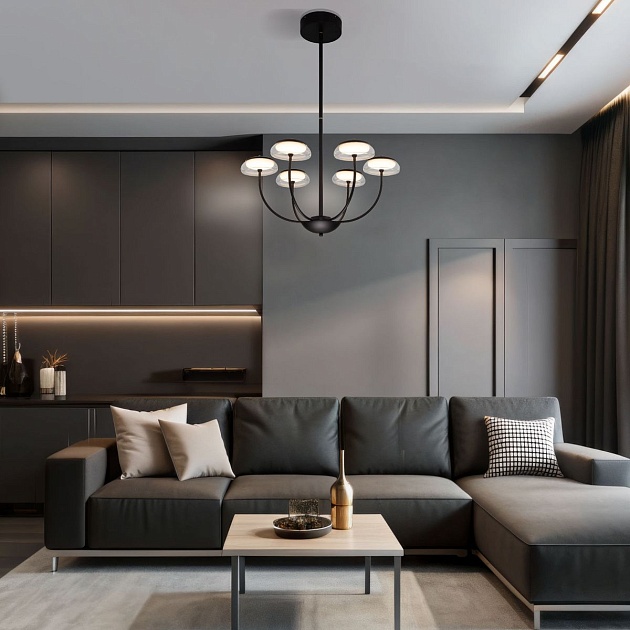 Подвесная светодиодная люстра Eurosvet Fungo 50388 LED черный Фото № 6