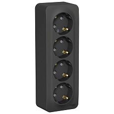 Розетка четырехместная 2К+З Systeme Electric Blanca 16A 250V со шторками антрацит BLNRA011416