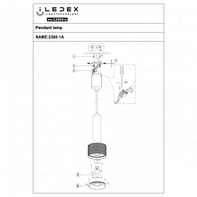 Подвесной светильник iLedex Delta 2362-1 BK+GRP Фото № 2