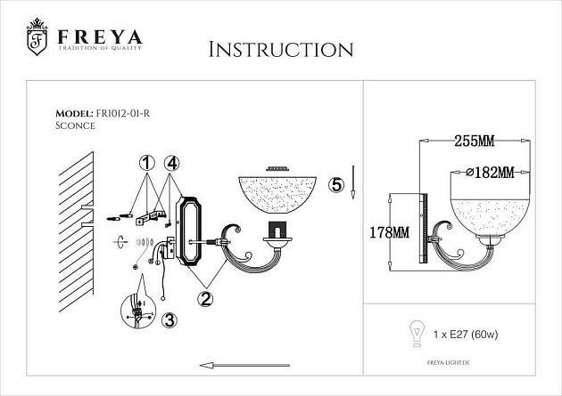 Бра Freya Herbert FR2012-WL-01-BZ Фото № 5