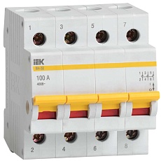 KARAT Выключатель нагрузки (мини-рубильник) ВН-32 4P 100А IEK MNV10-4-100