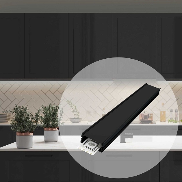 Профиль накладной с рассеивателем черный 2м. Apeyron 08-10-Ч Фото № 9