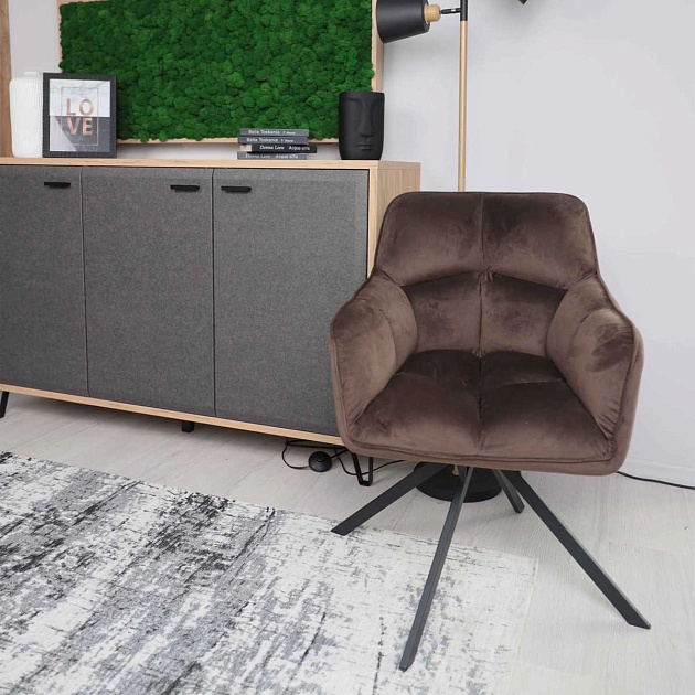 Поворотное кресло AksHome Virginia шоколадный, велюр 70479 Фото № 5