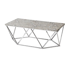 Журнальный стол Stool Group Авалон 122*66 серый мрамор/сталь серебро УТ000036331