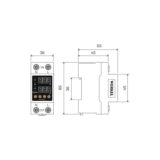 Реле напряжения Werkel 1P+N 63А W932P63R 4690389204425 Фото № 3