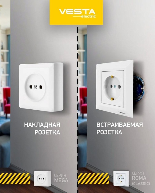 Розетка 2P+E Vesta-Electric Roma белый FRZ00010101BEL изображение 5 Розетка 2P+E Vesta-Electric Roma белый FRZ00010101BEL Фото № 5