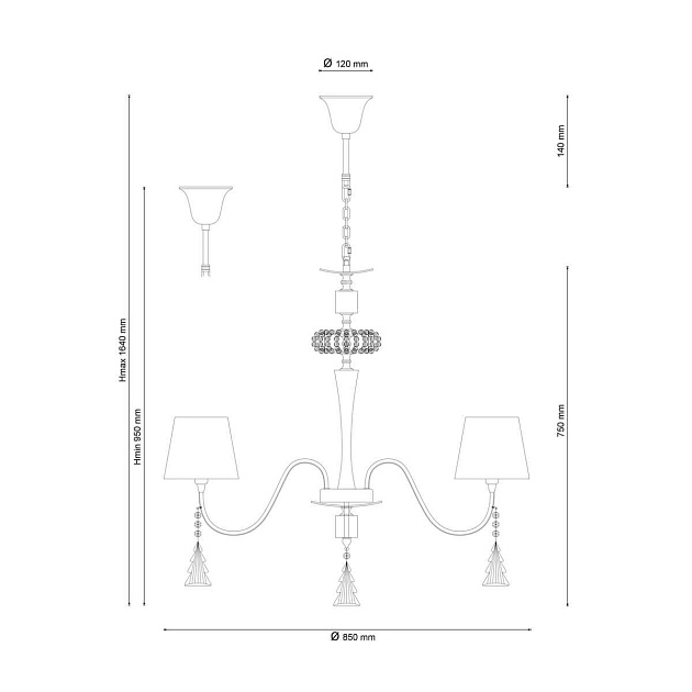 Подвесная люстра Lucia Tucci Pelle Bianca 119.5 Фото № 2