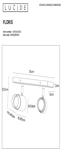 Спот Lucide Floris 35913/02/30 изображение 2 Спот Lucide Floris 35913/02/30 Фото № 2