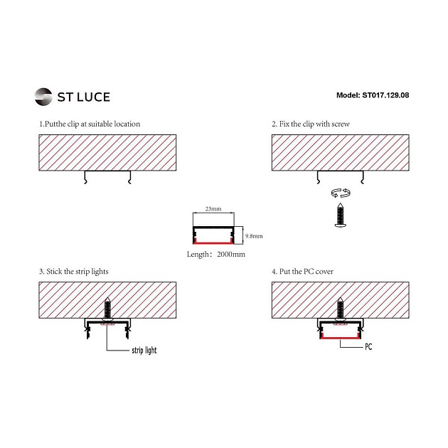 Профиль с рассеивателем ST-Luce ST017.129.08 Фото № 2