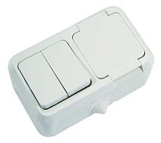 Выключатель двухклавишный +Розетка Makel 18351