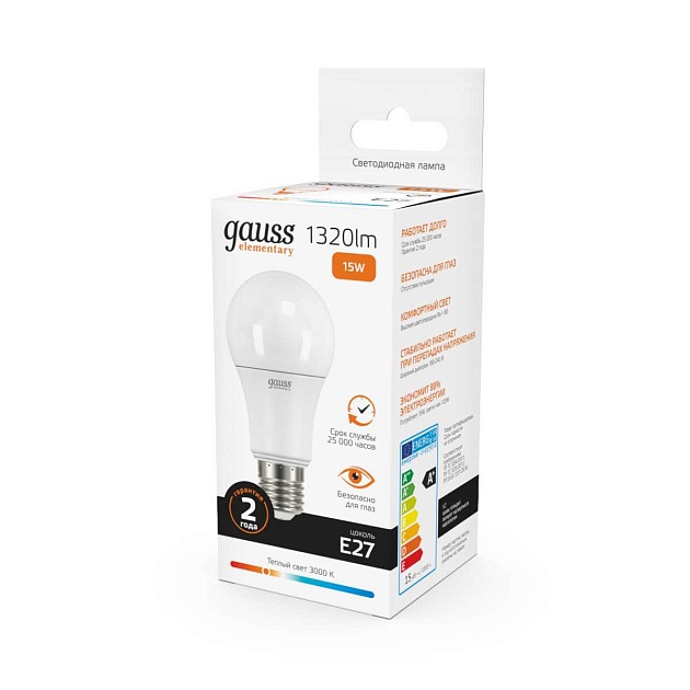 Лампа светодиодная Gauss E27 15W 3000K матовая 23215 изображение 3 Лампа светодиодная Gauss E27 15W 3000K матовая 23215 Фото № 3