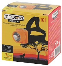 Налобный светодиодный фонарь ЭРА Трофи аккумуляторный 53х53х58 80 лм TG1 Б0053033 4