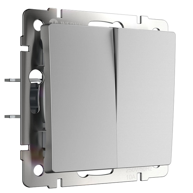 Выключатель двухклавишный Werkel серебряный W1120006 4690389155789 изображение 1 Выключатель двухклавишный Werkel серебряный W1120006 4690389155789 Фото № 1