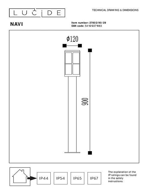 Уличный светильник Lucide Navi 27802/90/29 Фото № 2