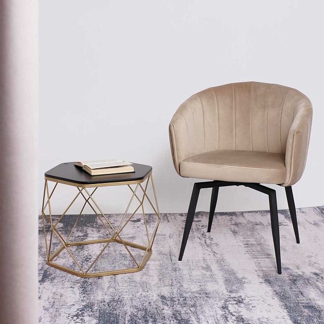 Поворотное кресло AksHome Melon бежевый велюр/черный 102945 Фото № 13