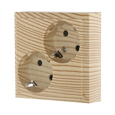 Розетка LK Studio двойная с з/к, со шторками (сосна) LK60 863525-1 1