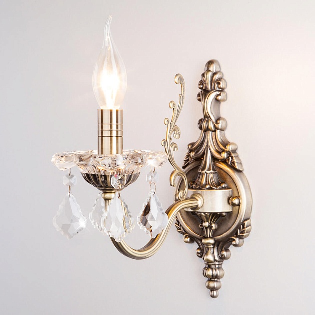 Бра Eurosvet 3281/1 античная бронза/прозрачный хрусталь Strotskis Фото № 1