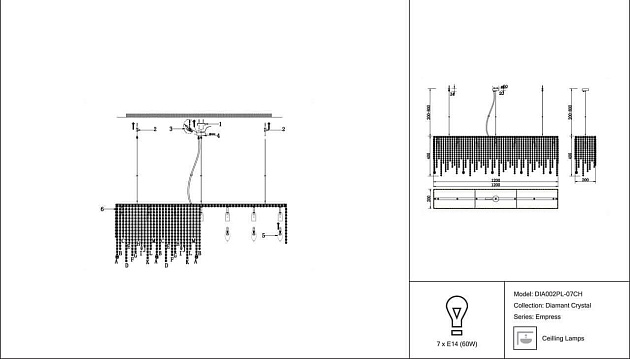 Подвесная люстра Maytoni Empress DIA002PL-07CH изображение 3 Подвесная люстра Maytoni Empress DIA002PL-07CH Фото № 3