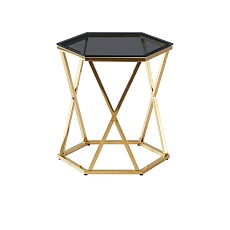 Журнальный стол Stool Group Круз 48*42 стекло черный/сталь золото УТ000036340