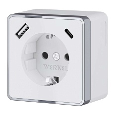 Розетка с заземлением, шторками и USB тип A+C Werkel Gallant белый W5071701 4690389179594
