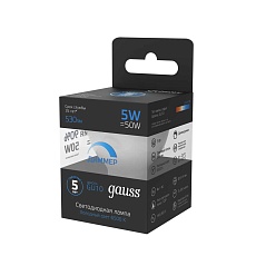 Лампа светодиодная Gauss GU10 5W 6500K матовая 101506305 1
