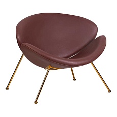 Кресло дизайнерское DOBRIN EMILY (коричневый винил YP5, золотое основание) 72-LMO EMILY