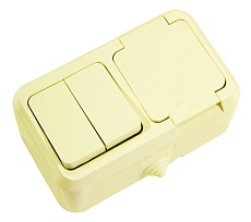 Выключатель двухклавишный +Розетка Makel 18251