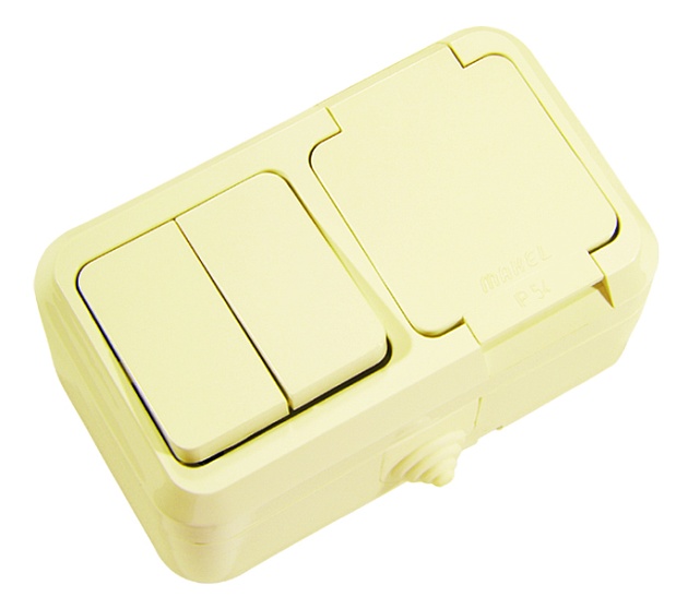 Выключатель двухклавишный +Розетка Makel 18251 Фото № 1