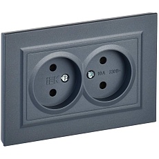 BRITE Розетка 2-местная без заземления без защитных шторок 10А в сборе РС12-2-БрМ маренго IEK BR-R20-10-K35-F